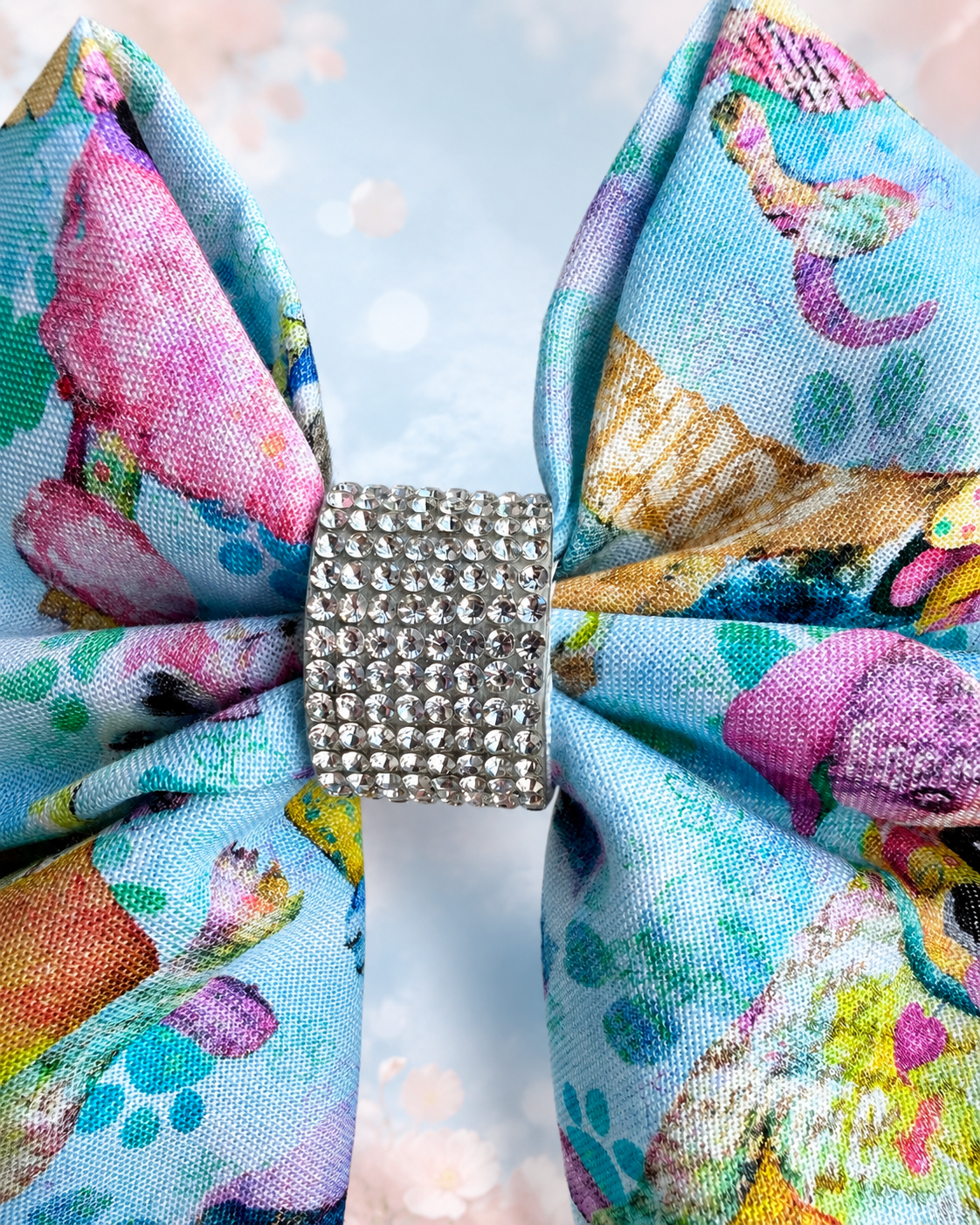 Blue puppy print boutique bow for girls