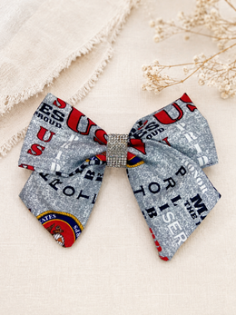 Front product view of Semper Fi Darling Bow, approximately 6-inch Marine Corps-inspired hair bow