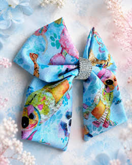 Blue dog hair bow styled for girls hairstyles