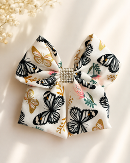 Front product view of Flutter & Bloom Bow, 6-inch boutique hair bow