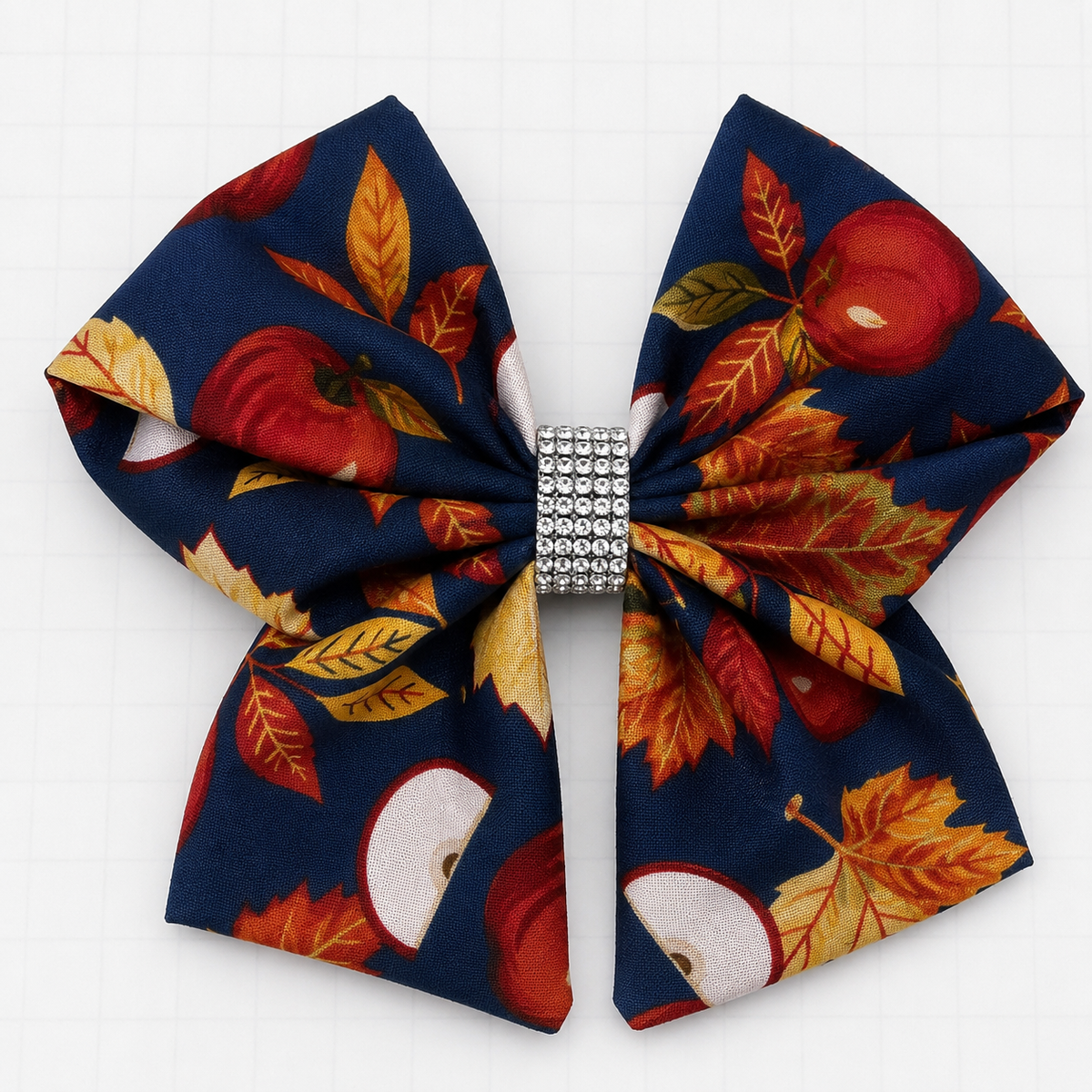 Angled product view of Apple Orchard, 6-inch fall hair bow