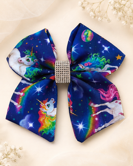 Galaxy unicorn hair accessory for girls with sparkling rhinestone center