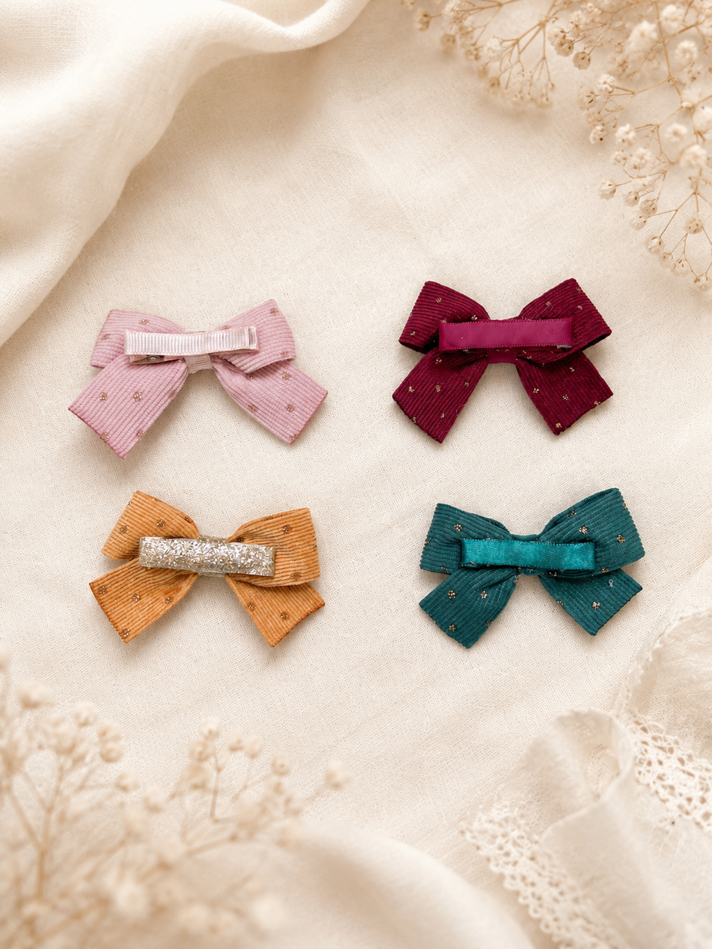 Little Stardust Corduroy - 2 Bow Set