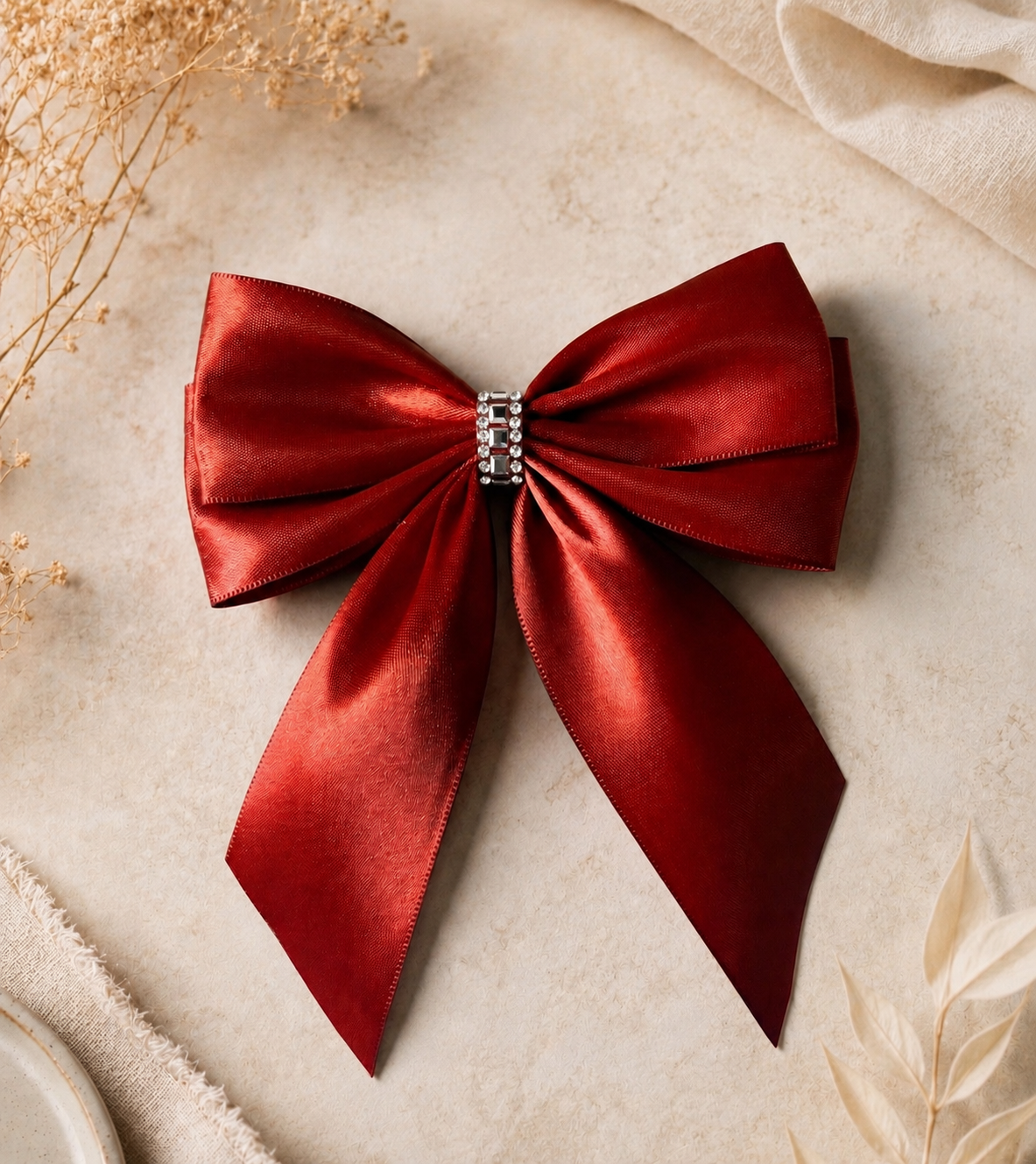 The Signature Rhinestone Satin Bow