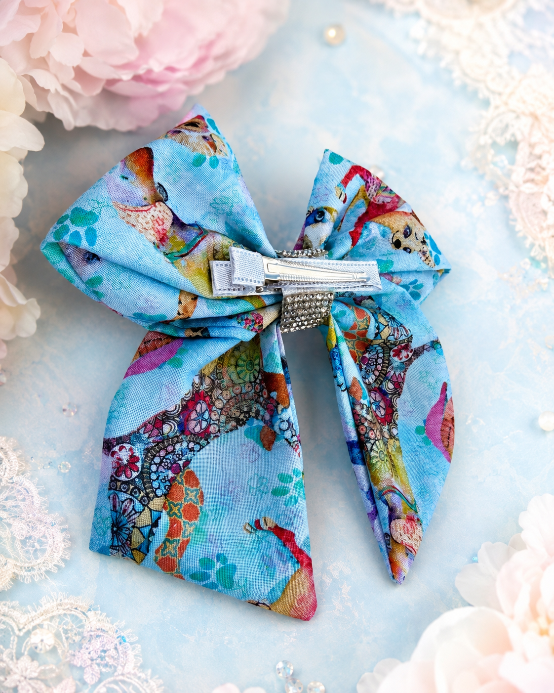 Blue dog print girls hair accessory