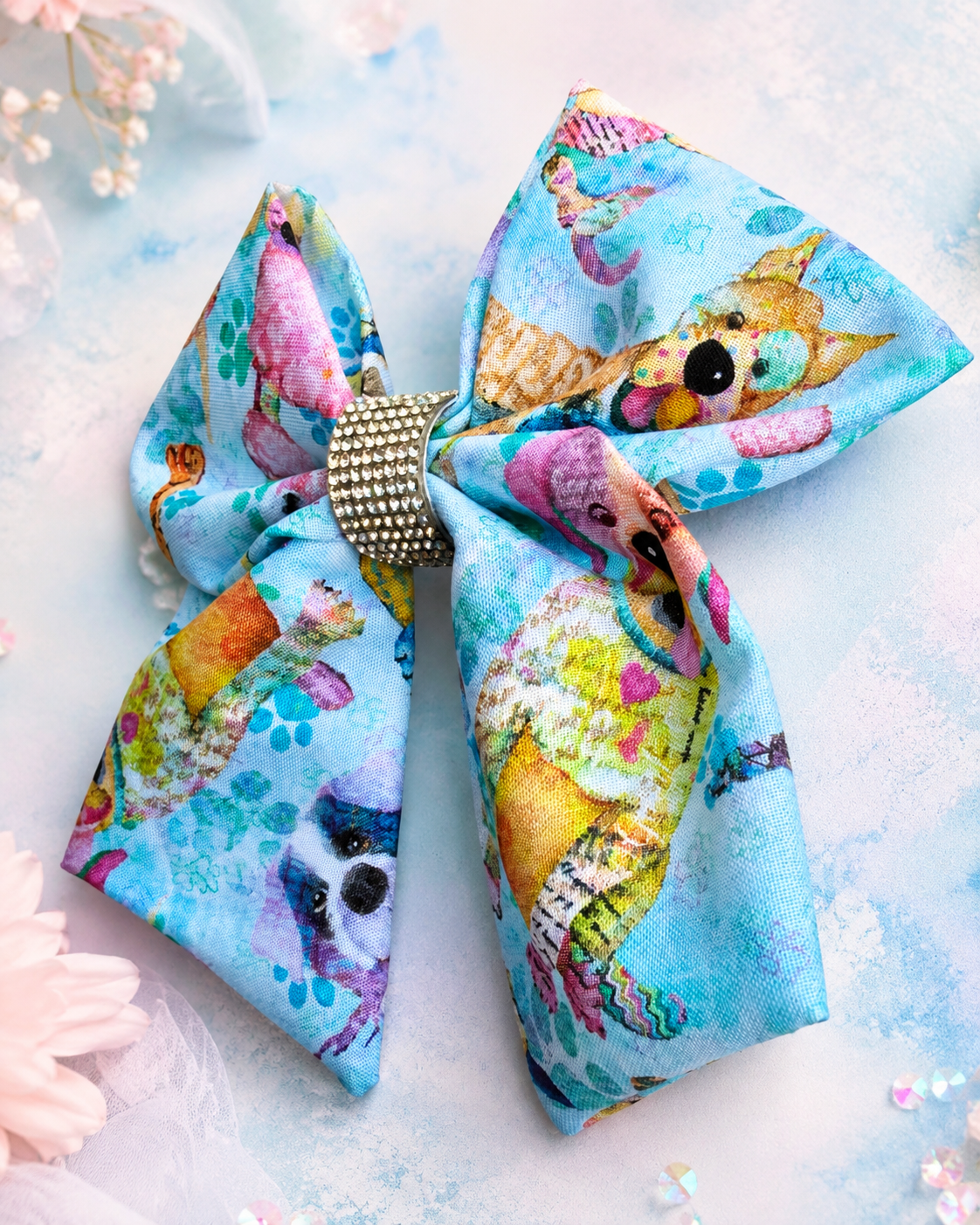 Blue puppy boutique statement bow