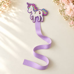 Lavender ribbon bow holder shown with the ribbon flowing