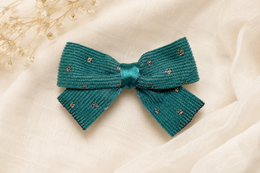 Back of Little Stardust Corduroy Bows, tiny bow. ✨These approximately 3-inch corduroy hair bow showing the attached non-slip alligator clip