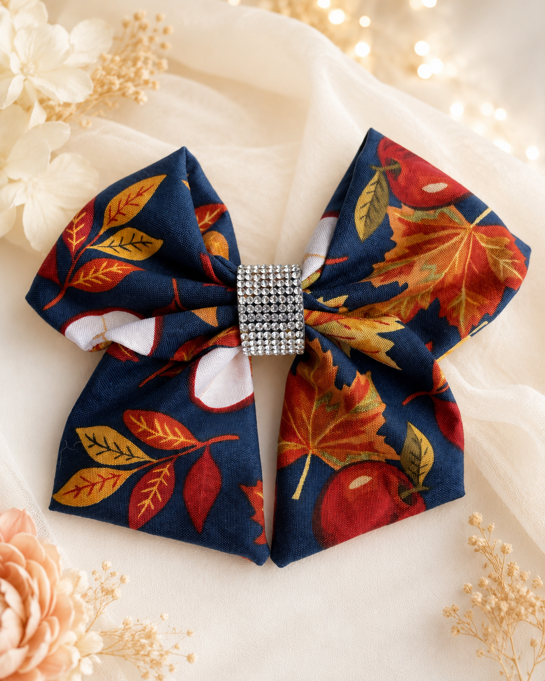 Front product view of Apple Orchard, 6-inch fall hair bow
