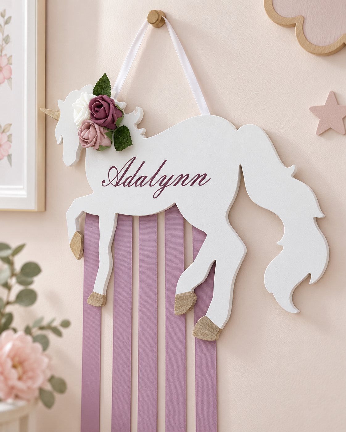 Enchanted Ever After Personalized Unicorn Bow Holder