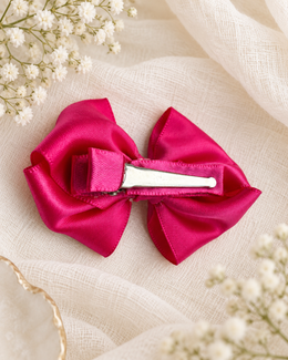 Back of Berry Kiss mini hair bow showing non-slip alligator clip