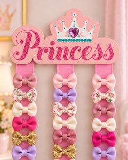 Princess wooden plaque and crown detail close-up