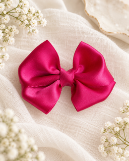 Berry Kiss matching set of two fuchsia satin mini hair bows